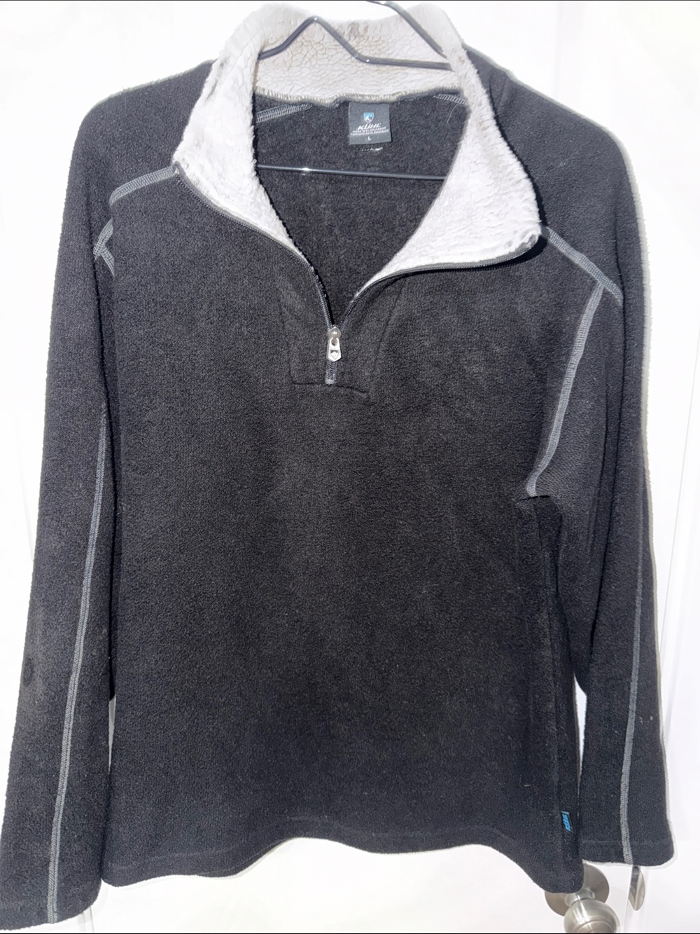 Kuhl Men's Alfpaca Black Fleece Zip-Up with Contrast Sherpa Collar